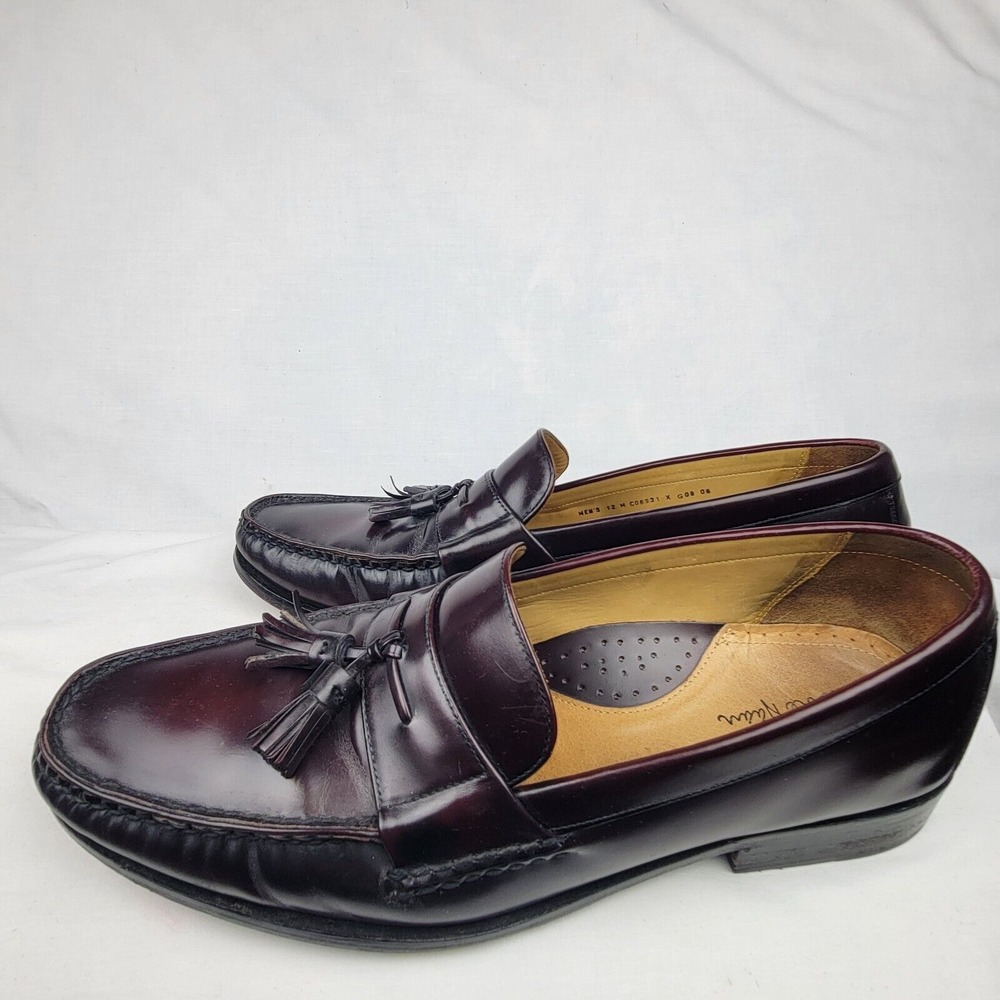 COLE HAAN MEN'S LEATHER PINCH TASSEL LOAFERS MOCCASINS BURGUNDY Sz 12M  $149